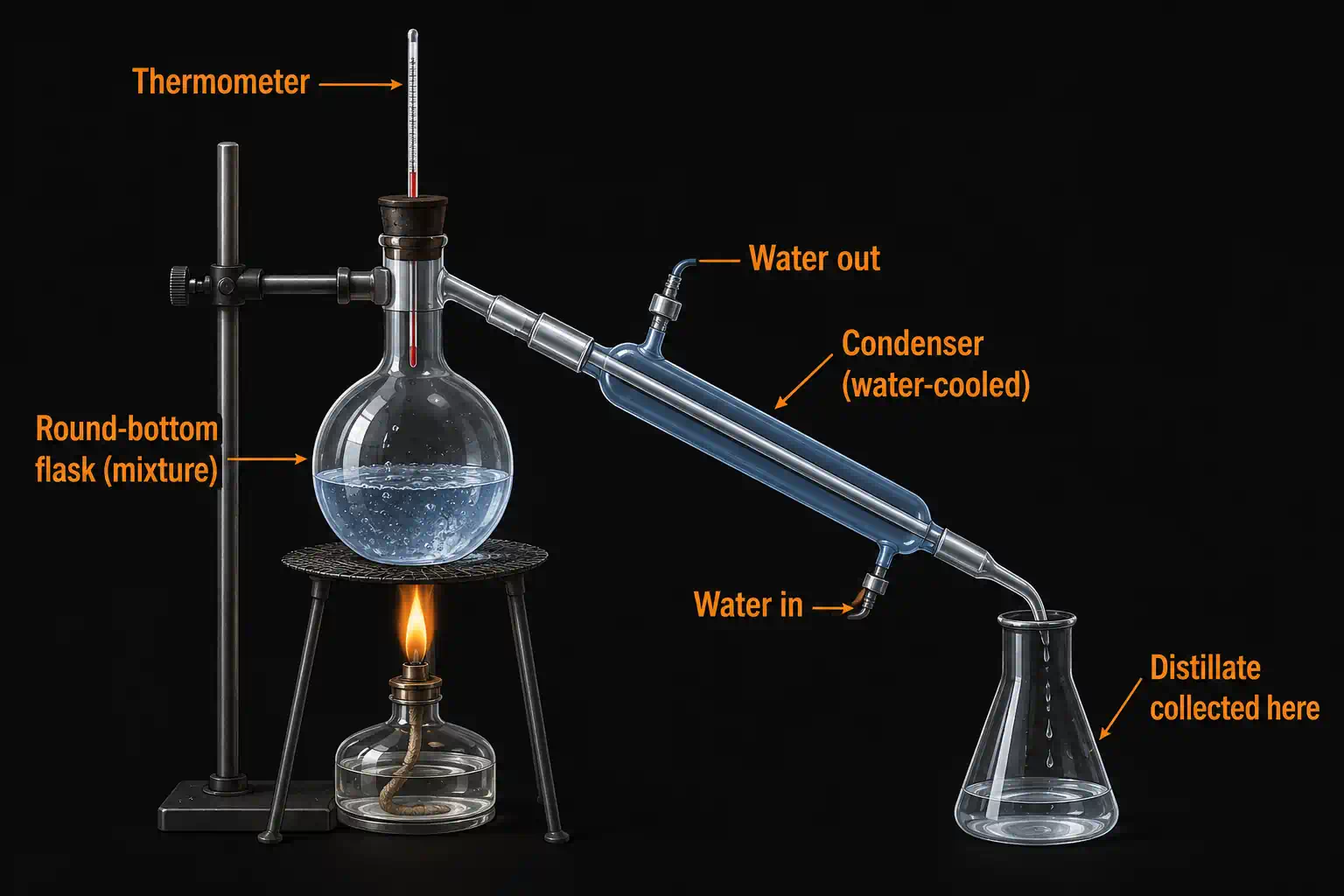 Simple distillation apparatus diagram