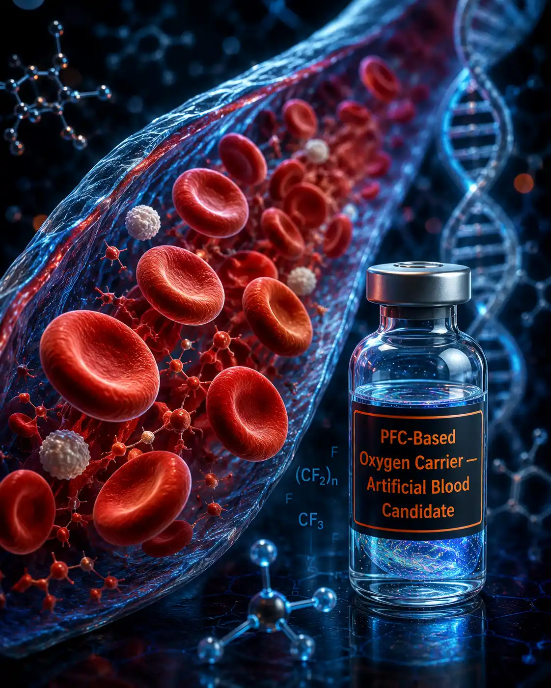 Blood cells and artificial blood research vial