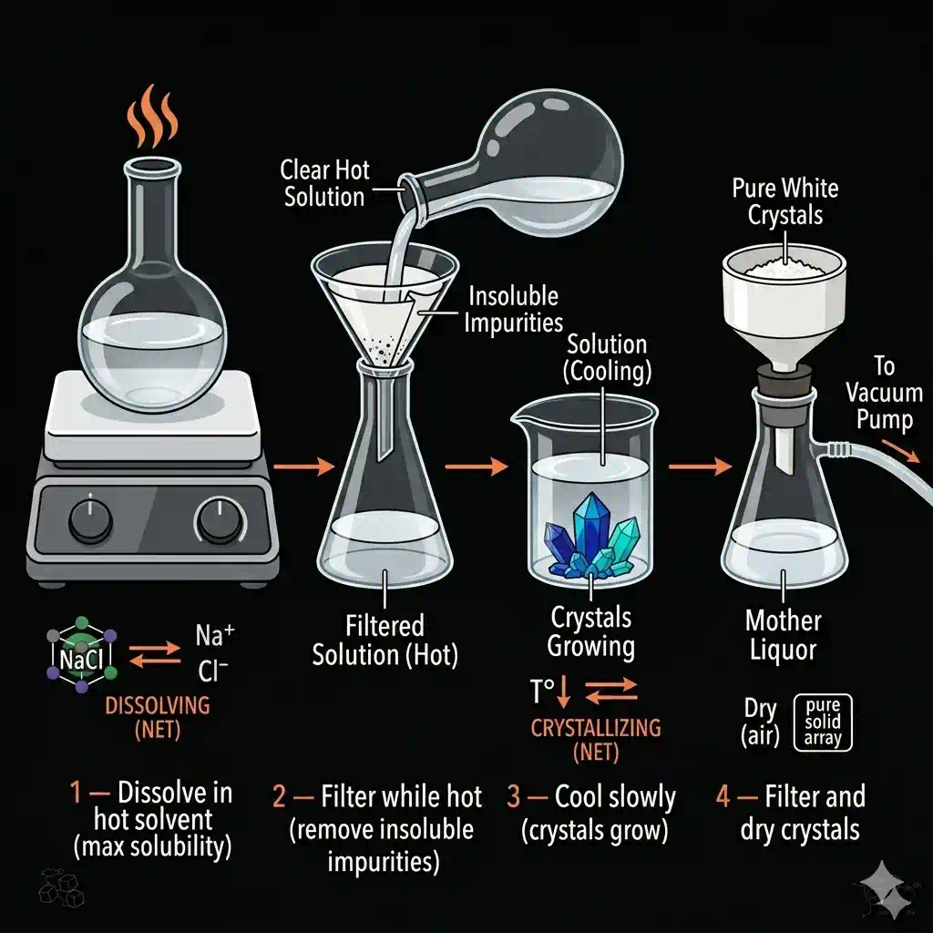 Crystallisation lab process — four stages