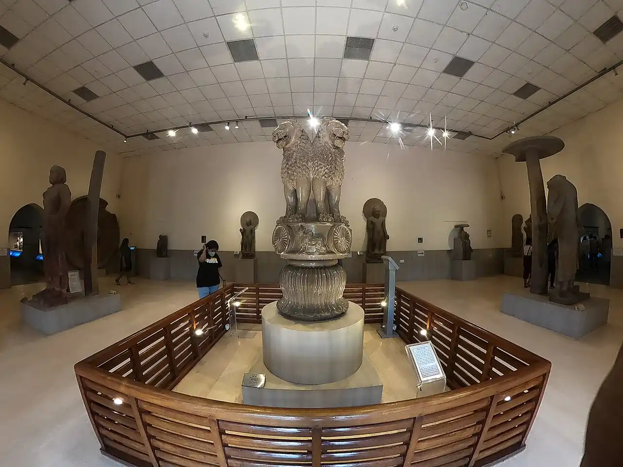 The real Lion Capital of Ashoka, India's national emblem, at the Sarnath Museum