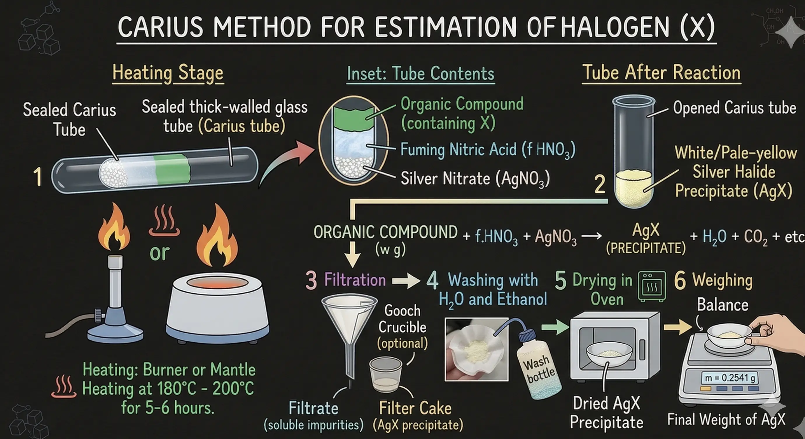 Carius method — sealed Carius tube in furnace for halogen and sulphur estimation