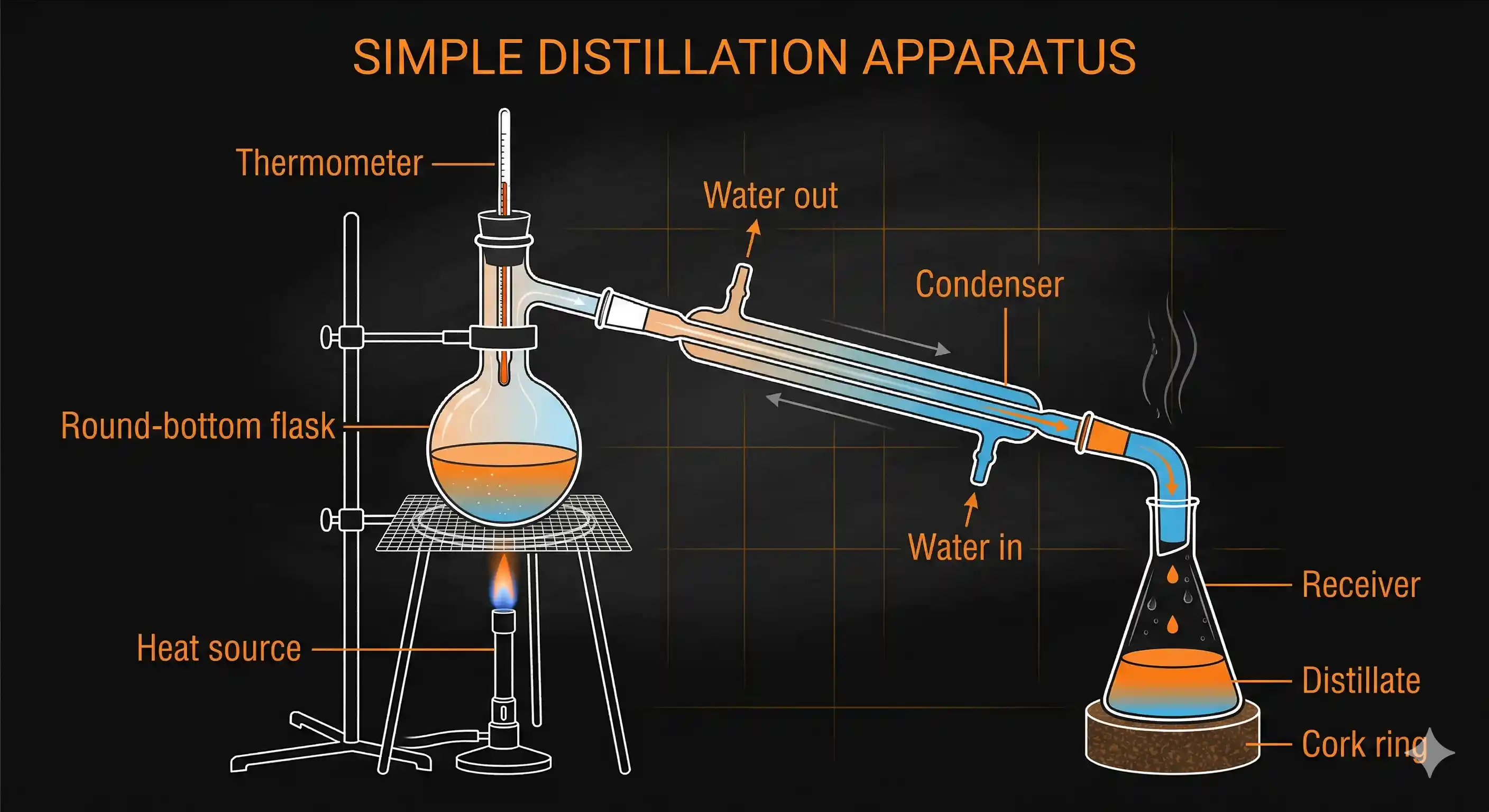 Simple distillation apparatus diagram