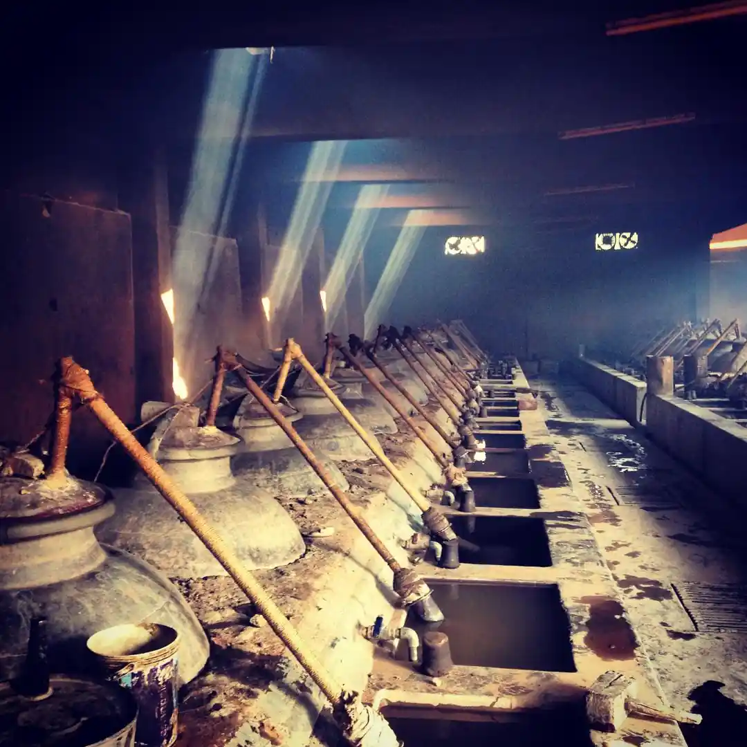 Traditional Indian copper deg-bhapka distillation still in Kannauj perfumery