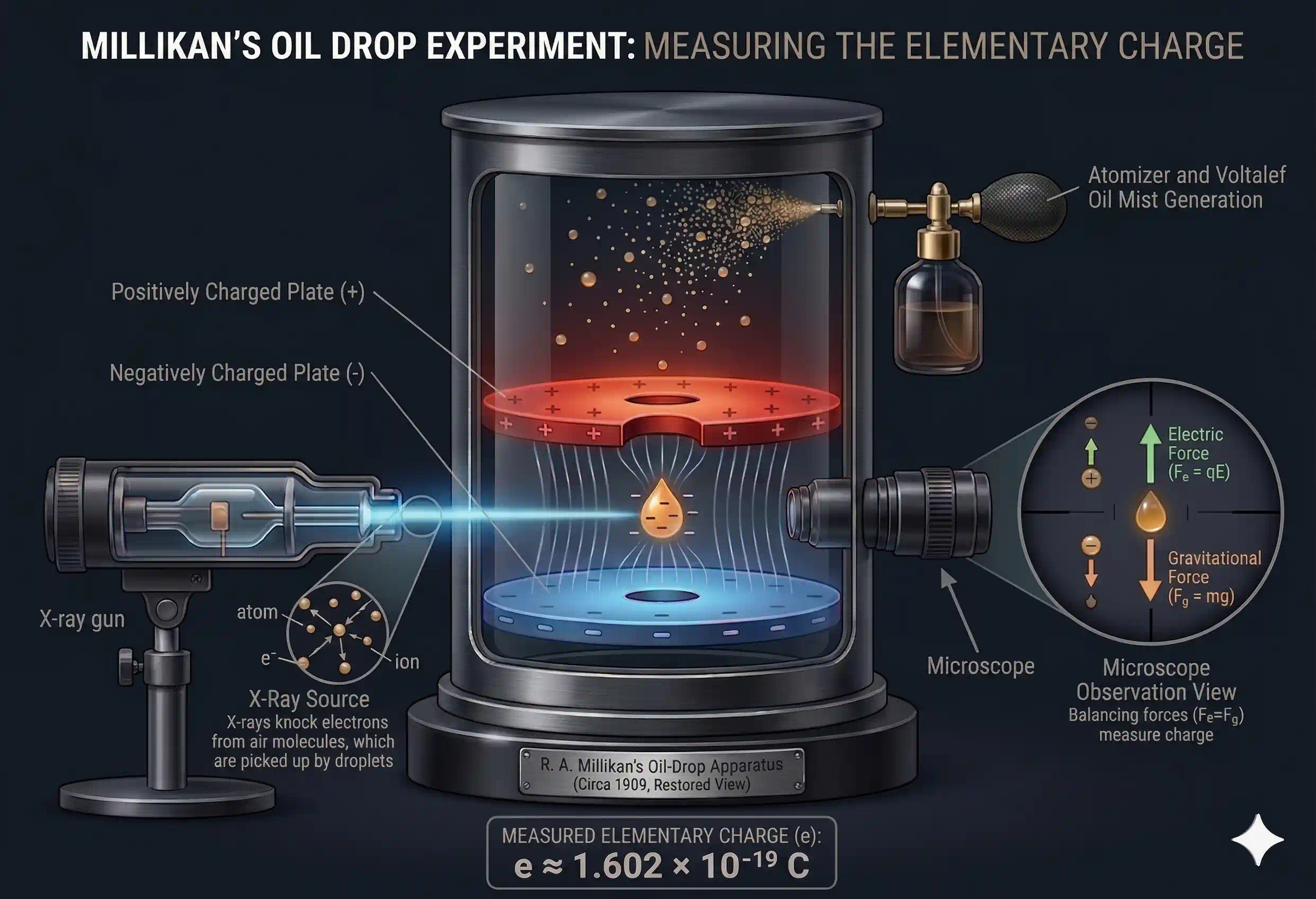 Millikan's oil drop apparatus